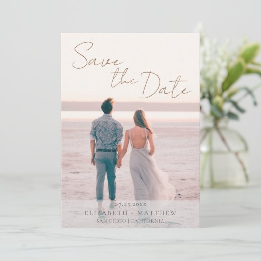 Modern Beach Wedding Save the Date 招待状 (スタンド正面)