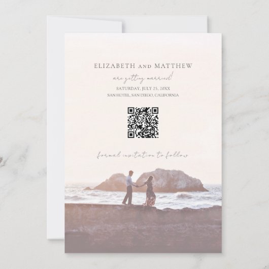 Modern Beach Wedding Save the Date 招待状 (裏面)