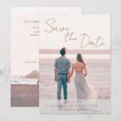 Modern Beach Wedding Save the Date 招待状 (正面/裏面)