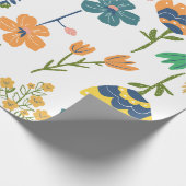 Modern beautiful flower pattern Pink yellow green ラッピングペーパー (角)