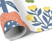 Modern beautiful flower pattern Pink yellow green ラッピングペーパー (ロールコーナー)