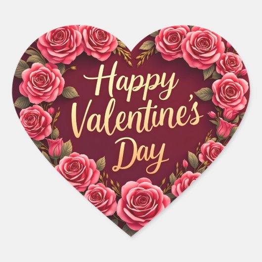 Modern Beautiful Luxury Floral Love Collection ハートシール (正面)