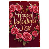 Modern Beautiful Luxury Floral Love Collection ミディアムペーパーバッグ (正面)