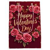 Modern Beautiful Luxury Floral Love Collection ミディアムペーパーバッグ (裏面)