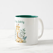 Modern Beauty Orange Giraffe With Name Coffee Mug ツートーンマグカップ (正面右)