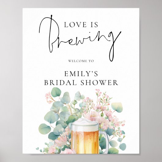 Modern Beer Love is Brewing Welcome Bridal Shower ポスター (正面)