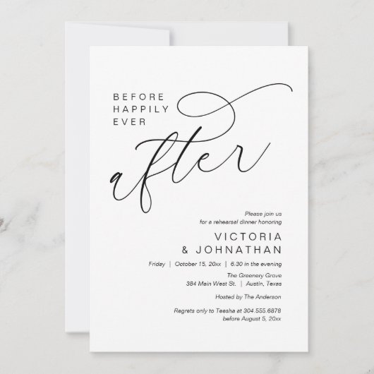 Modern Before Happily Ever After Rehearsal Dinner 招待状 (正面)