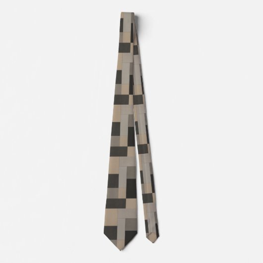 Modern Beige & Black Geometric ネクタイ (正面)