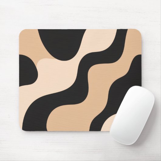 Modern Beige & Black Wave Mousepad マウスパッド (マウス)