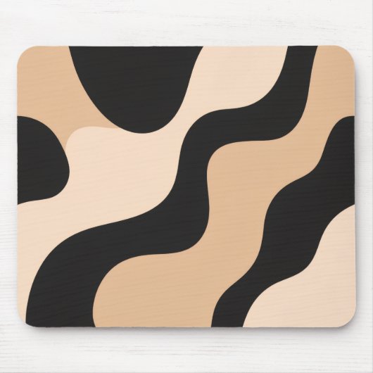 Modern Beige & Black Wave Mousepad マウスパッド (正面)
