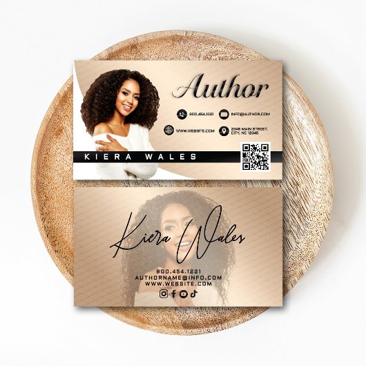 Modern Beige, Black & White Author Branding  名刺