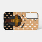 Modern Beige Black White Crosses Lion of Judah Samsung Galaxyケース (裏面横)