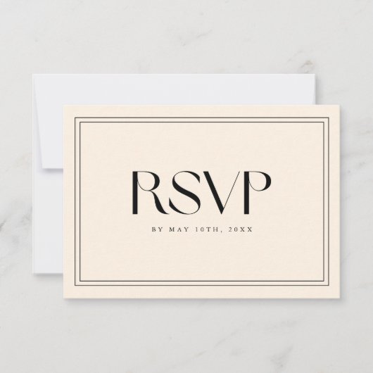 Modern Beige Bold Typography Wedding QR Code 出欠カード (正面)