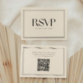 Modern Beige Bold Typography Wedding QR Code 出欠カード