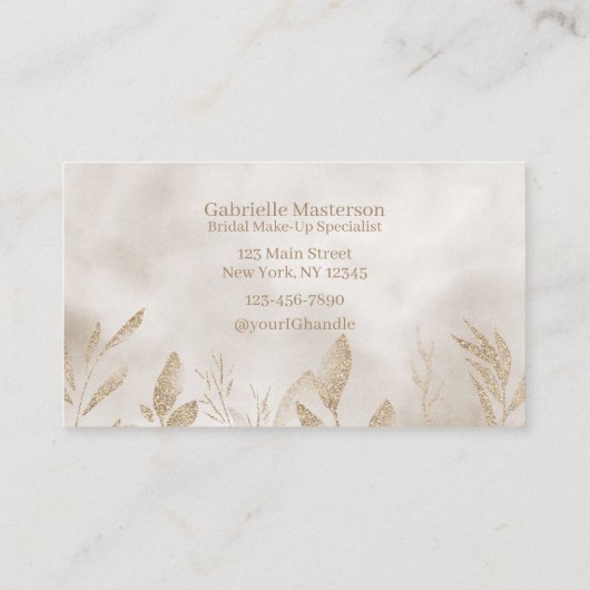 Modern Beige Botanical Boho Photo Script  名刺 (裏面)