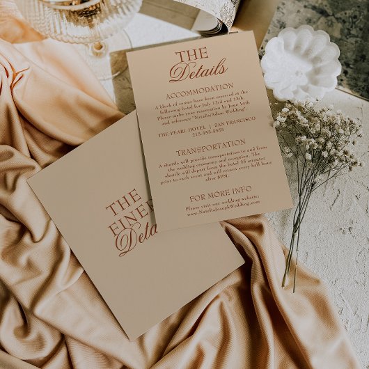 Modern Beige Burnt Orange Boho Wedding Details エンクロージャーカード