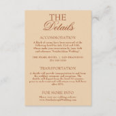 Modern Beige Burnt Orange Boho Wedding Details エンクロージャーカード (正面)