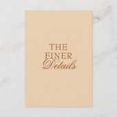 Modern Beige Burnt Orange Boho Wedding Details エンクロージャーカード (裏面)