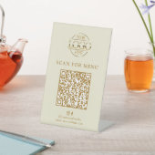 Modern Beige Business Logo Contactles QR Code Menu 台座サイン (インサイチュ)