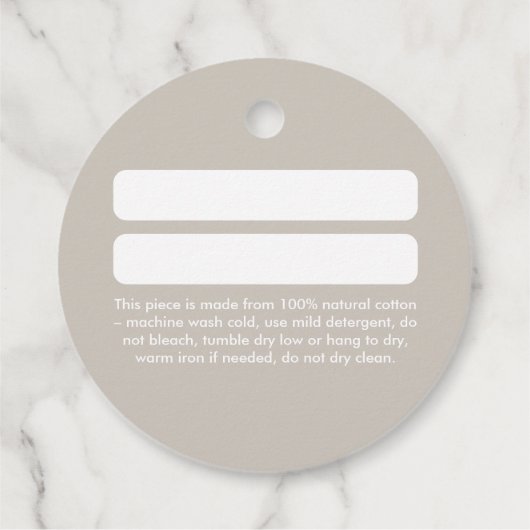 Modern Beige Clothing Hang Tag フェイバータグ (裏面)