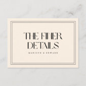 Modern Beige Cream Bold Typography Wedding Details エンクロージャーカード (正面)