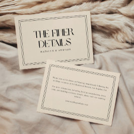 Modern Beige Cream Bold Typography Wedding Details エンクロージャーカード