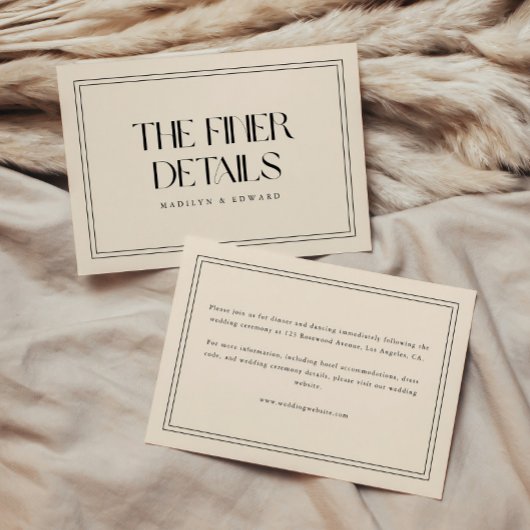 Modern Beige Cream Bold Typography Wedding Details エンクロージャーカード