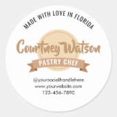 Modern Beige Desserts Cake Bakery Pastry Chef ラウンドシール (正面)