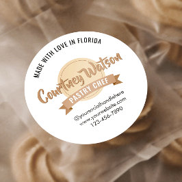 Modern Beige Desserts Cake Bakery Pastry Chef ラウンドシール