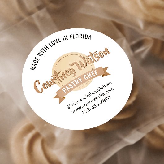 Modern Beige Desserts Cake Bakery Pastry Chef ラウンドシール