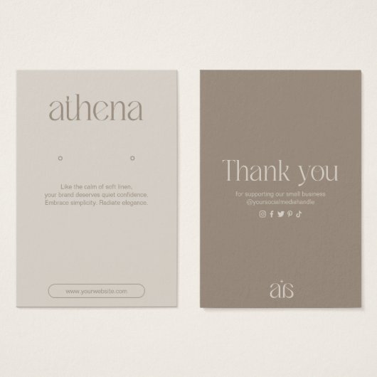 Modern Beige Earring Jewelry Display Card (正面&裏面)