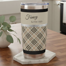 Modern Beige Fancy and Focused Boutique Plaid 保温保冷タンブラー