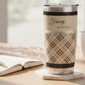 Modern Beige Fancy and Focused Boutique Plaid 保温保冷タンブラー