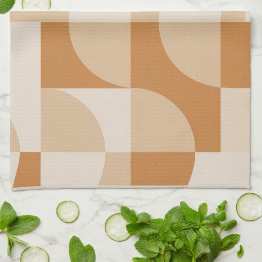 Modern Beige Geometric Minimalist Kitchen Towel キッチンタオル (折り畳み)