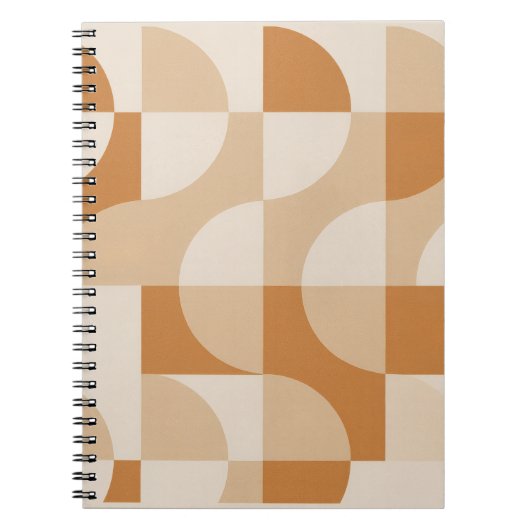 Modern Beige Geometric Spiral Notebook ノートブック (正面)