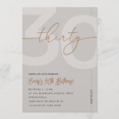 Modern Beige & Gold 30th Birthday Invitation 招待状 (正面)