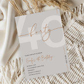 Modern Beige & Gold 40th Birthday Invitation 招待状