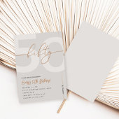 Modern Beige & Gold 50th Birthday Invitation 招待状
