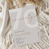 Modern Beige & Gold 70th Birthday Invitation 招待状