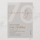 Modern Beige & Gold 70th Birthday Invitation 招待状 (正面)