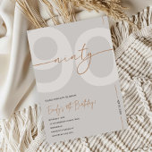 Modern Beige & Gold 90th Birthday Invitation 招待状