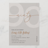 Modern Beige & Gold 90th Birthday Invitation 招待状 (正面)