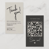 Modern beige gray order thank you QR code 名刺 (正面/裏面)