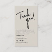 Modern beige gray order thank you QR code 名刺 (正面)