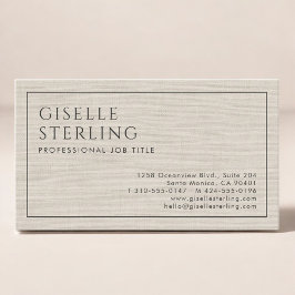 Modern Beige Linen Professional Luxury Minimalist  名刺