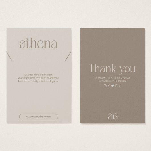 Modern Beige Necklace Jewelry Display Card (正面&裏面)