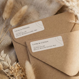 Modern Beige Neutral Couple Wedding Return Address ラベル