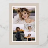 Modern Beige Neutral Photo Graduation Rose Gold 箔招待状 (裏面)