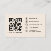  Modern Beige Neutral QR Code Hair Stylist 名刺 (裏面)