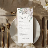  Modern beige & Off White Floral Wedding Menu メニュー